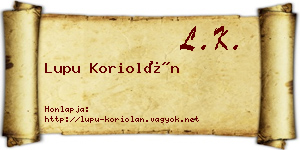Lupu Koriolán névjegykártya